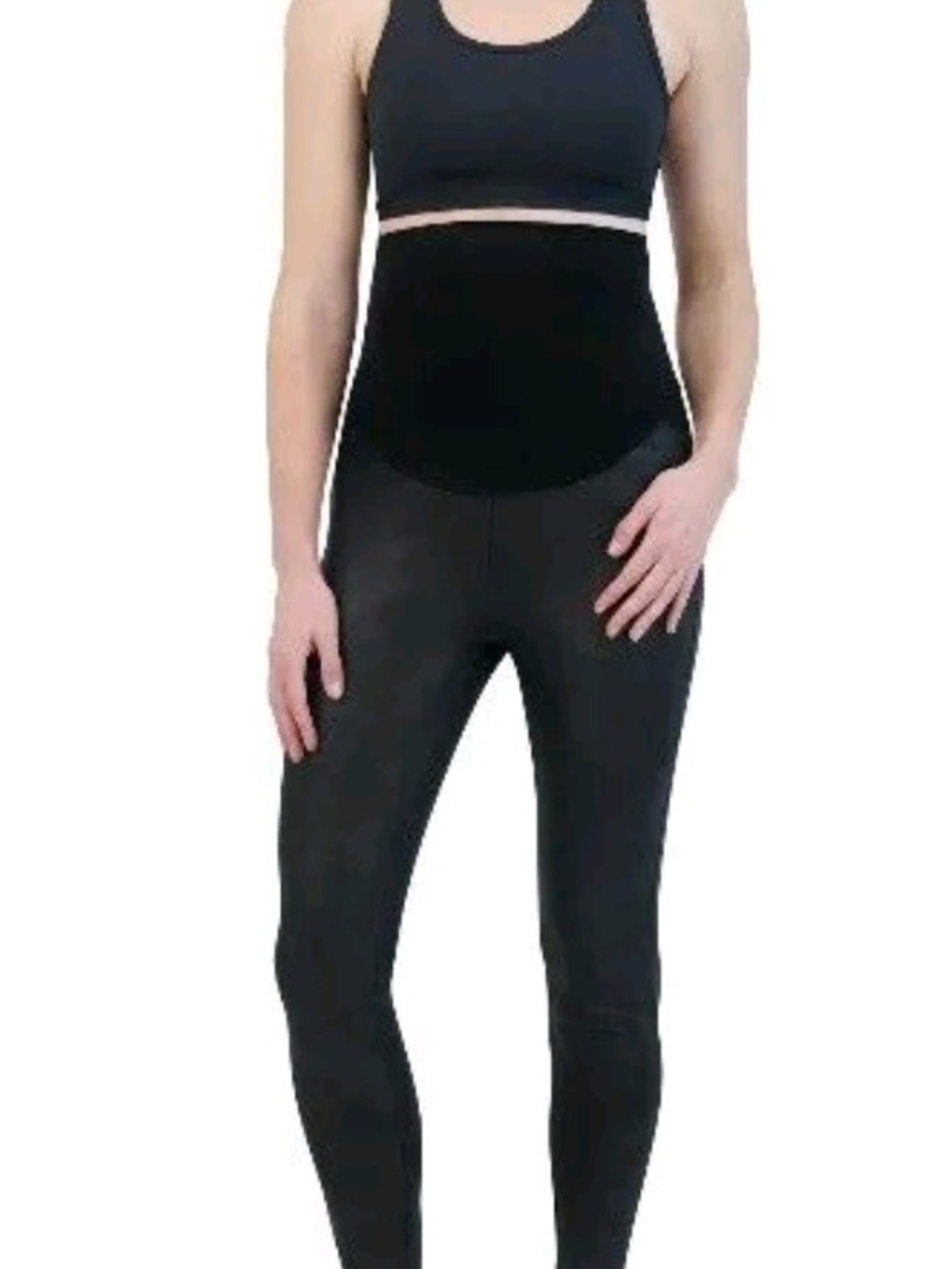 Time And Tru Black Faux Leather Maternity Leggings